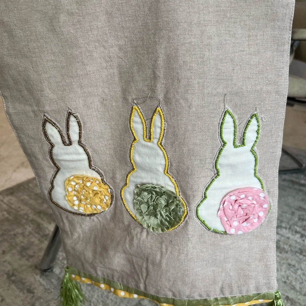Pier One Imports table run runner cute little bunnies